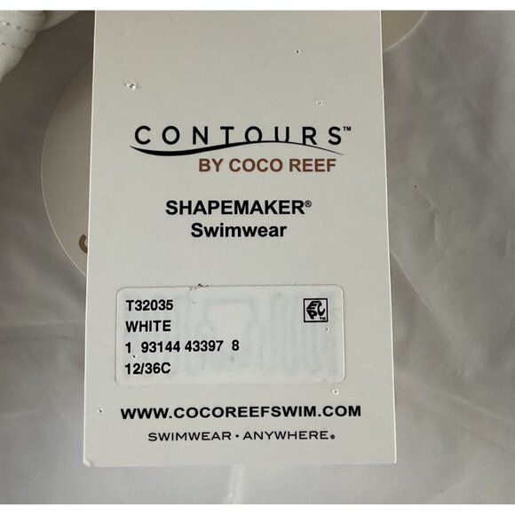 NWT Contours Coco Reef White One-Piece Swimsuit Underwire Ruching Design 12/36C - Picture 6 of 14
